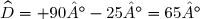 \widehat{D}= 90°-25°=65°
