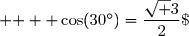  {   \cos(30^\circ)=\dfrac{\sqrt 3}{2}\;{\red{\neq \dfrac{5\sqrt 7}{14} }}. }