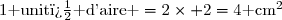 1\text{ unit� d'aire }=2\times 2=4\text{ cm}^2