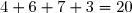 4+6+7+3=20