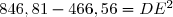 846,81-466,56=DE^2