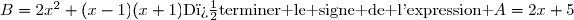 \begin{array}{|c|c|c|}\hline &\ \ \ \ \ \ \text{Enonc�}\ \ \ \ \ \ &\ \ \ \ \ \ \text{R�ponse}\ \ \ \ \ \ \\\hline&&\\ 1)&\text{Donner l'�criture d�cimale exacte de  }\dfrac{3}{4}-\dfrac{2}{3}\times9&{\red{-5,25}}\\&&\\\hline&&\\ 2)&\text{Le prix d'un article a �t� multipli� par 0,98. Quel }&\\&\text{taux d'�volution a subi le prix de cet article ?}&{\red{-2\ \%}}\\&&\\\hline&&\\ 3)&\text{Quel est le coefficient multiplicateur qui }&\\&\text{correspond � une diminution de 30}\%\text{ suivie d'une}&\\&\text{diminution de 20}\%\ ?&{\red{0,56}}\\&&\\\hline&&\\ 4)&\text{D�terminer le signe de l'expression }A=2x+5&{\red{A<0\  \text{ si }x<-2,5}}&&&{\red{A>0\  \text{ si }x>-2,5}}\\&&\\\hline&&\\  5)&\text{D�velopper puis r�duire}&\\&B=2x^2+(x-1)(x+1)&{\red{3x^2-1}}\\&&\\\hline \end{array}