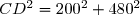 CD^2=200^2+480^2