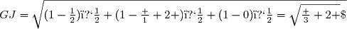 GJ=\sqrt{(1-\frac12)�+(1-\frac 1 2 )�+(1-0)�}=\sqrt{\frac 3 2 }\;.