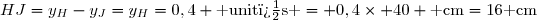 HJ=y_H-y_J=y_H=0,4 \text{ unit�s }= 0,4\times 40 \text{ cm}=16\text{ cm}