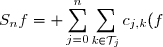 S_nf=\displaystyle \sum_{j=0}^n\sum_{k\in\mathcal{T}_j}c_{j,k}(f)\theta_{j,k}