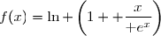 f(x)=\ln ( \text e^x+x)-x \\\overset{{\white{.}}}{\phantom{f(x)}=\ln ( \text e^x+x)-\ln \text{e}^x} \\\overset{{\white{.}}}{\phantom{f(x)}=\ln \left( \dfrac{\text e^x+x}{\text e^x}\right)} \\\overset{{\white{.}}}{\phantom{f(x)}=\ln \left(1+ \dfrac{x}{\text e^x}\right)} \\\\\boxed{\forall\,x\in\,[\,0\,;\,+\infty\,[\,,\;f(x)=\ln \left(1+ \dfrac{x}{\text e^x}\right)}