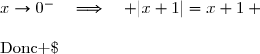 \text{et }\;x\to0^-\quad\Longrightarrow\quad x>-1 \\\overset{{\white{.}}}{\phantom{\text{Or }\;x\to0^-}\quad\Longrightarrow\quad x+1>0} \\\overset{{\white{.}}}{\phantom{\text{Or }\;x\to0^-}\quad\Longrightarrow\quad |x+1|=x+1} \\\\\text{Donc }\;\lim\limits_{x\to0^-}\dfrac{\ln|x+1|}{x}=\lim\limits_{x\to0^-}\dfrac{\ln(x+1)}{x} \\\overset{{\white{.}}}{\phantom{WWWWWWWWW}=\lim\limits_{-X\to0^-}\dfrac{\ln(-X+1)}{-X}} \\\overset{{\phantom{.}}}{\phantom{WWWWWWWWW}=-\lim\limits_{X\to0^+}\dfrac{\ln(1-X)}{X}} \\\overset{{\phantom{.}}}{\phantom{WWWWWWWWW}=-(-1)\quad(\text{voir question 3. b})} \\\overset{{\phantom{.}}}{\phantom{WWWWWWWWW}=1} \\\\\Longrightarrow\quad\boxed{\lim\limits_{x\to0^-}\dfrac{\ln|x+1|}{x}=1}