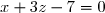 x+3z-7=0